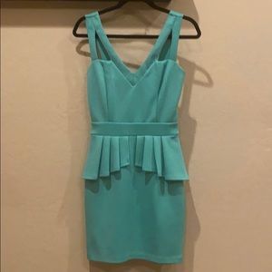 Mint Green Peplum Dress with Cutout Straps